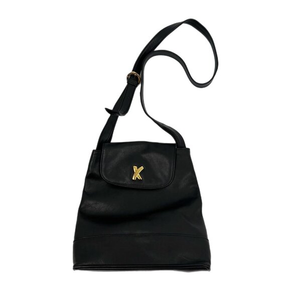 Paloma Picasso Black Top Flap Shoulder Bag | Gold Hardware - Picture 1 of 10